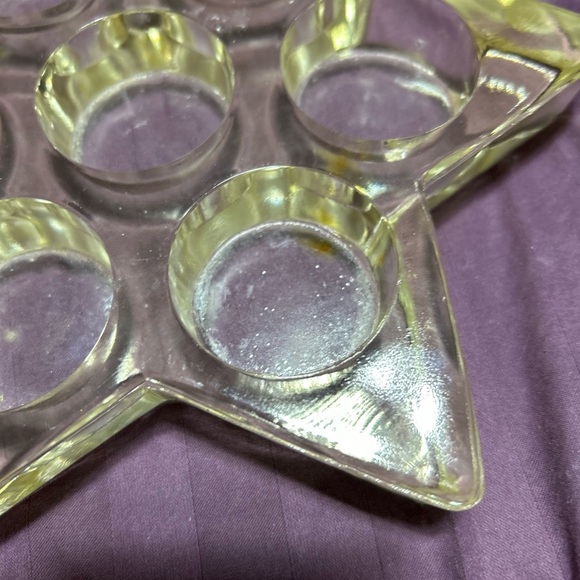 Star-Shaped Glass Candle Holder-7 tea-light- vintage- heavy Star holder - Picture 3 of 11